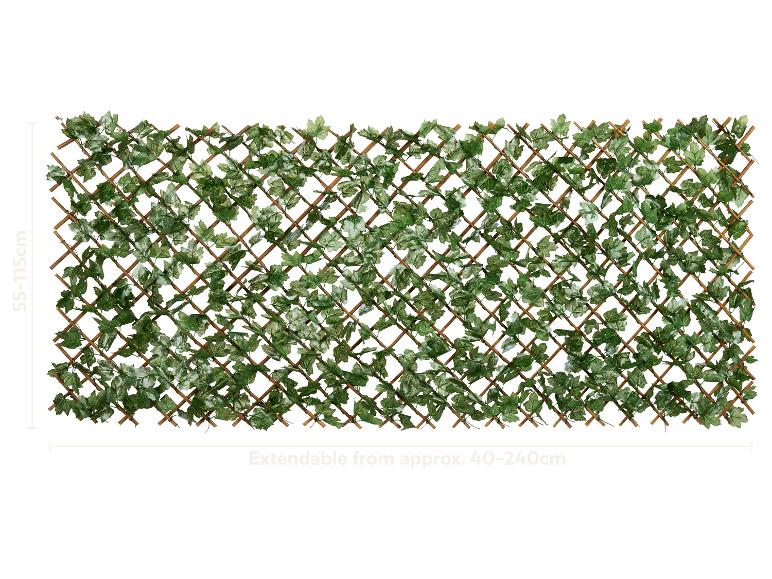 Ausziehbarer künstlicher Sichtschutz mit Efeublättern, 55-115 cm x 40-240 cm
