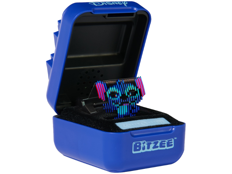 Blaues interaktives elektronisches Spielzeug mit 3D-LED-Display in geöffneter Box