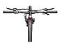 Mountainbike-Lenker mit Display und Schalthebeln, Draufsicht.