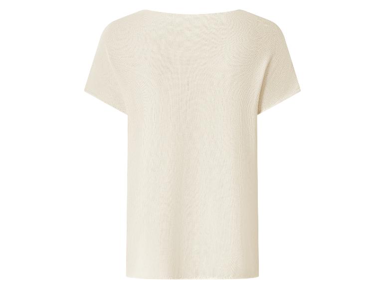 Cremefarbenes Kurzarm-Strickoberteil für Damen