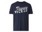 Dunkelblaues T-Shirt mit weißem Superhelden-Aufdruck und dem Text „The Avengers“.