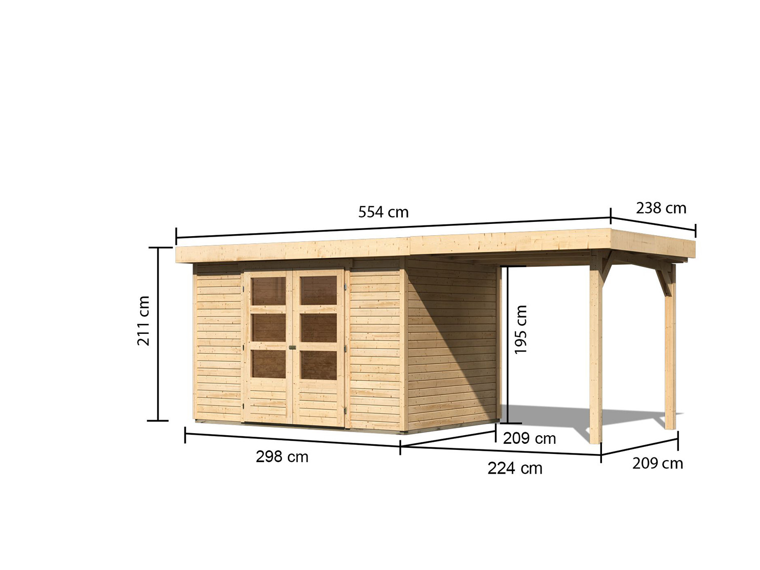 KARIBU Gartenhaus Trundholm 2 (ohne Boden, naturbelassen) – Bild 4 von 4