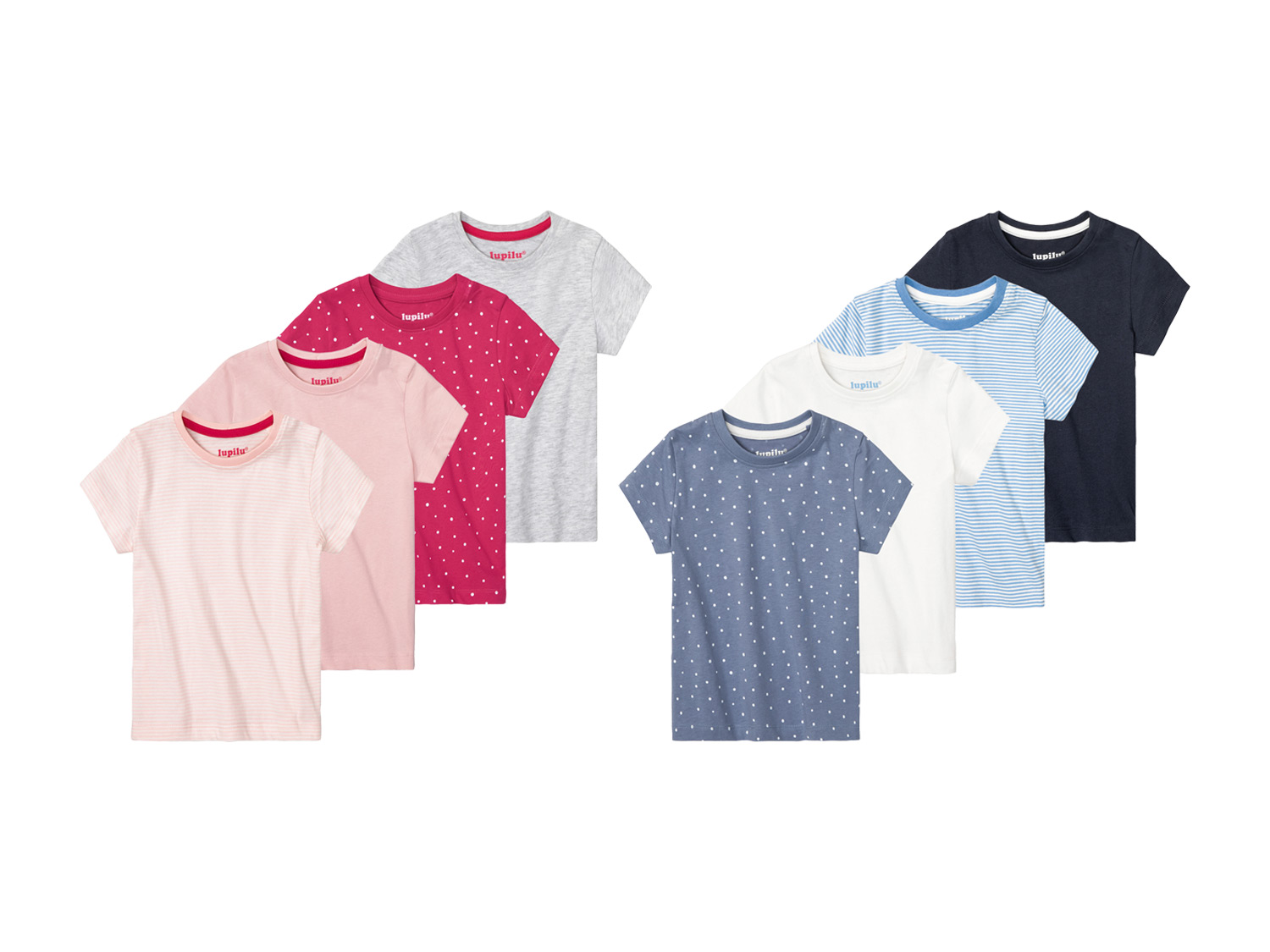 lupilu® Kleinkinder T-Shirts, 4 Stück, aus weicher Single-Jersey-Qualität