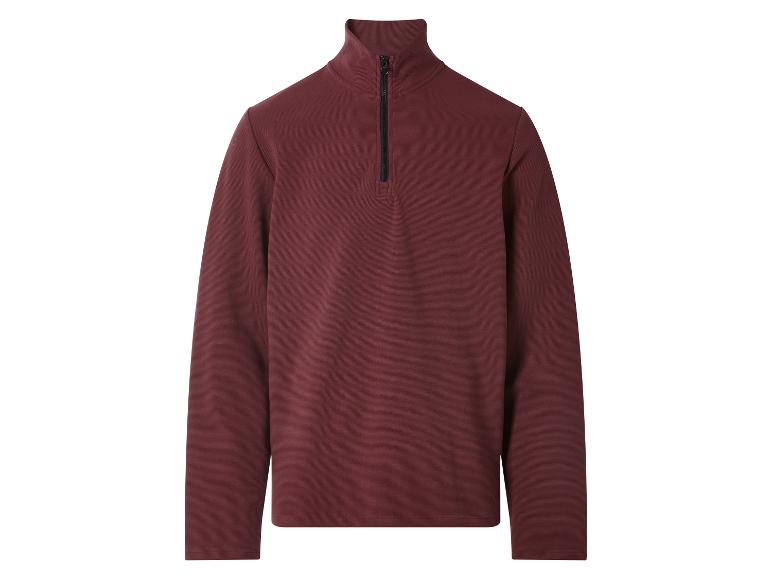 Herren-Sweatshirt in Bordeaux mit halbem Reißverschluss und Stehkragen.