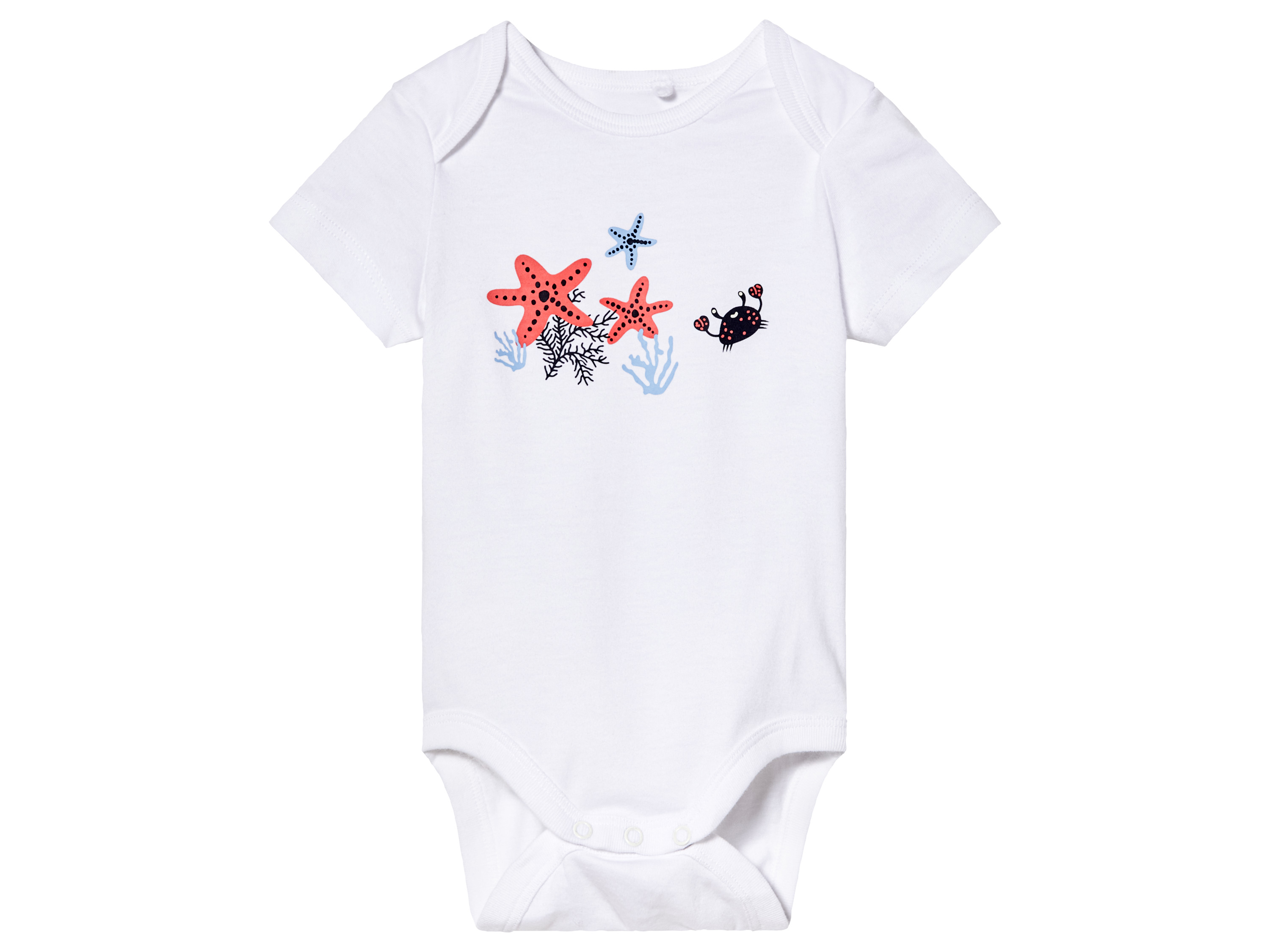 Thumbnail - lupilu® Baby Bodies, 3 Stück, kurzarm (62/68, koralle/hellblau/weiß)