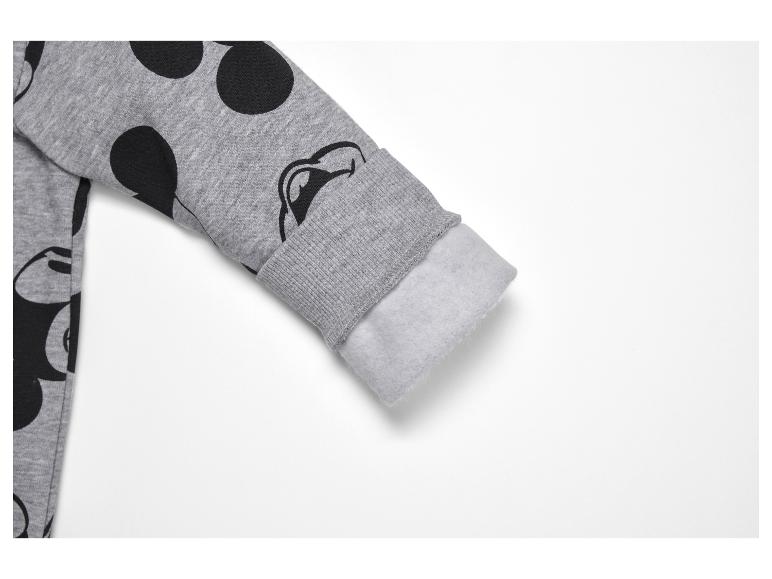 Grauer Pullover mit Mickey Mouse-Motiv, mit weichem Fleecefutter.