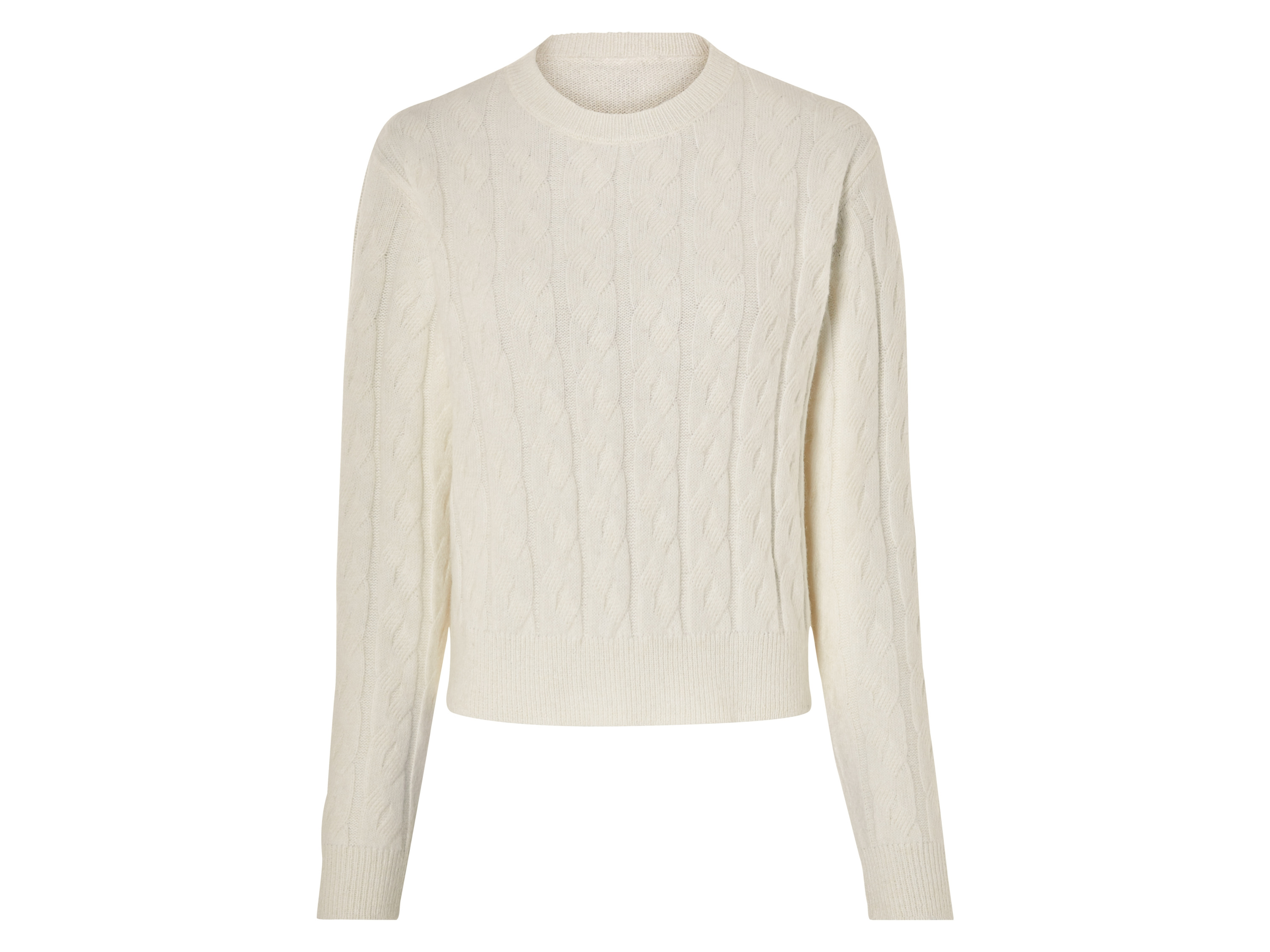 esmara® Damen Pullover (Weiß, L(44/46))““ | überschnittene Schultern, Bündchen an Ärmel- und Saumabschluss Schnitt: leger geschnitten, modisch kurze Form Ausschnitt: Rundhalsausschnitt Material: Polyester, 6 % Polyamid, 5 % Polyacryl, 3 % Wolle Pflegehinweis: waschen bei max. 30 °C Pflegeleicht nicht bleichen nicht im Wäschetrockner trocknen bügeln bis 110 °C Stufe 1. Kein Bügeln mit Dampf nicht trockenreinigen Größe: XS 34/36 – L 44/46 Meine Lidl-Größe – so einfach gehts Deine Größe findest du in der Lidl-Größentabelle . Oeko-Tex® Standard 100 Geprüft auf Schadstoffe Zertifizierungsnummer: 13.0.30503 Hohenstein Htti Standard 100 by Oeko-Tex® ist die weltweit bekannteste, unabhängige Zertifizierung schadstoffgeprüfter Textil- und Lederprodukte aller Art – vom Garn und den Stoffen bis hin zum gebrauchsfertigen Artikel. Das Label bestätigt
