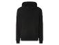 Schwarzer Hoodie mit Kapuze und Tasche.