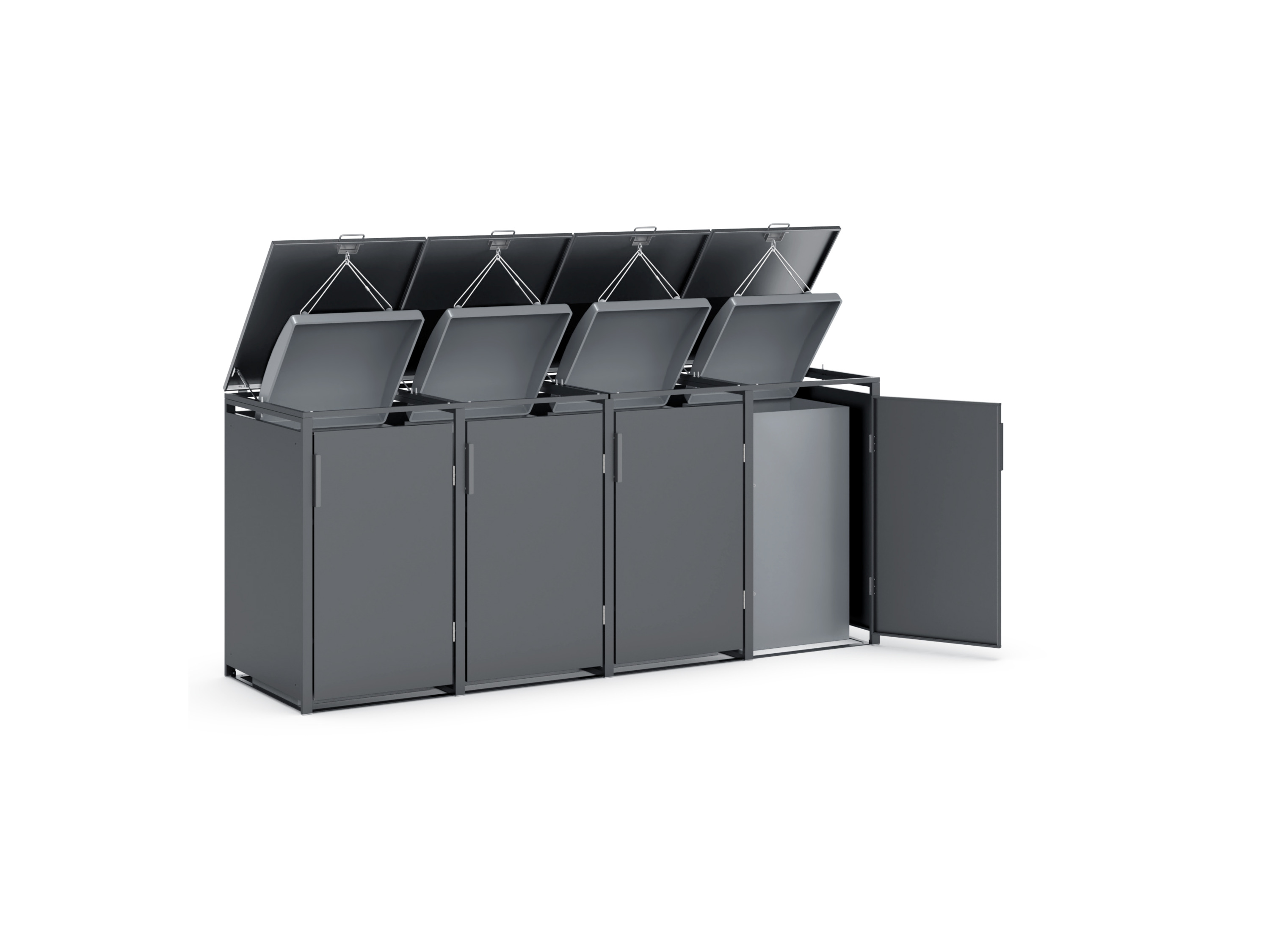 Thumbnail - Plats® Mülltonnenbox (ca. 265 x 80 x 116 cm, 4er, Anthrazit)