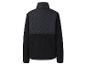 Schwarze Fleecejacke mit gestepptem Panel auf der Rückseite.