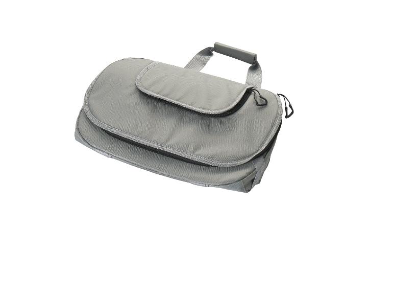 Graue Kulturtasche mit Griff und Reißverschluss