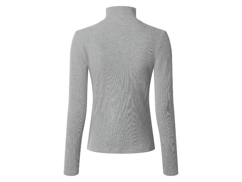 Grauer Damen-Rollkragenpullover mit langen Ärmeln, Rückansicht.