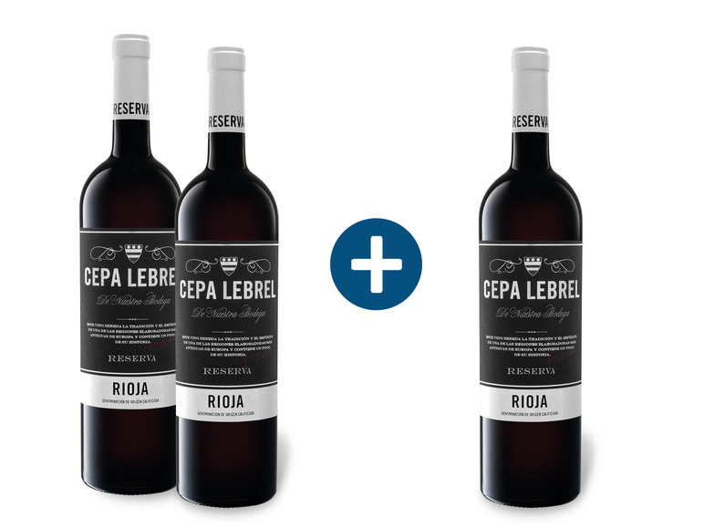 2+1 Paket Cepa Lebrel Rioja Reserva DOC trocken, Rotwein