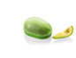 Ein Avocado-Schutz mit einer halben Avocado daneben.