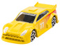 Gelbes Spielzeug-Rennwagen mit der Nummer 77.