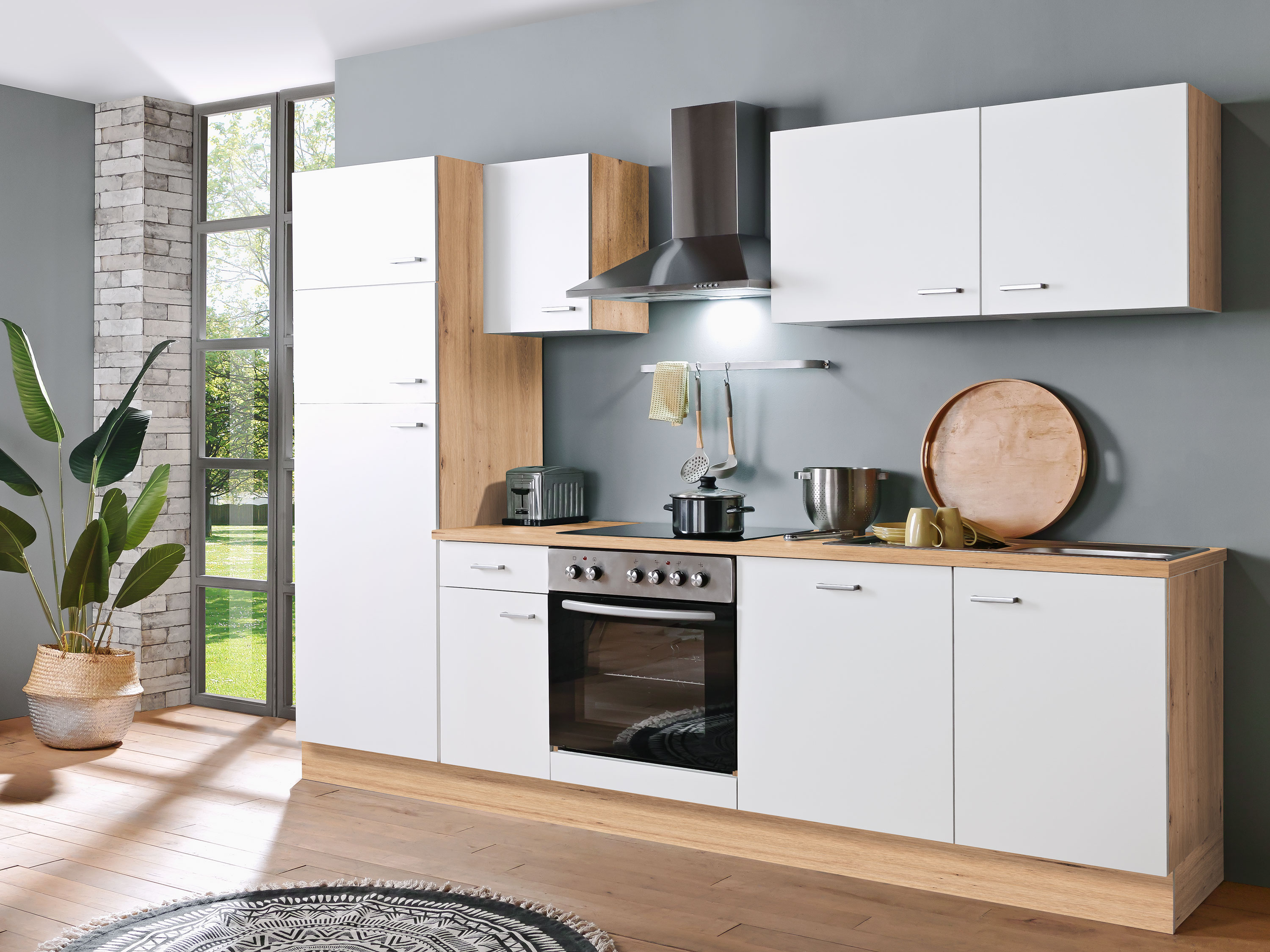 Menke Küchenblock Classic 1 (mit Geschirrspüler, 270 cm, Artisan, Weiß, Frei Bordstein) | 04039354141578