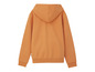 Ein orangefarbener Hoodie mit Kapuze und langen Ärmeln.