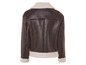 Braune Kunstlederjacke mit weißem Kunstfell.