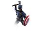 Actionfigur eines Helden mit Schild und Hammer in Kampfpose.