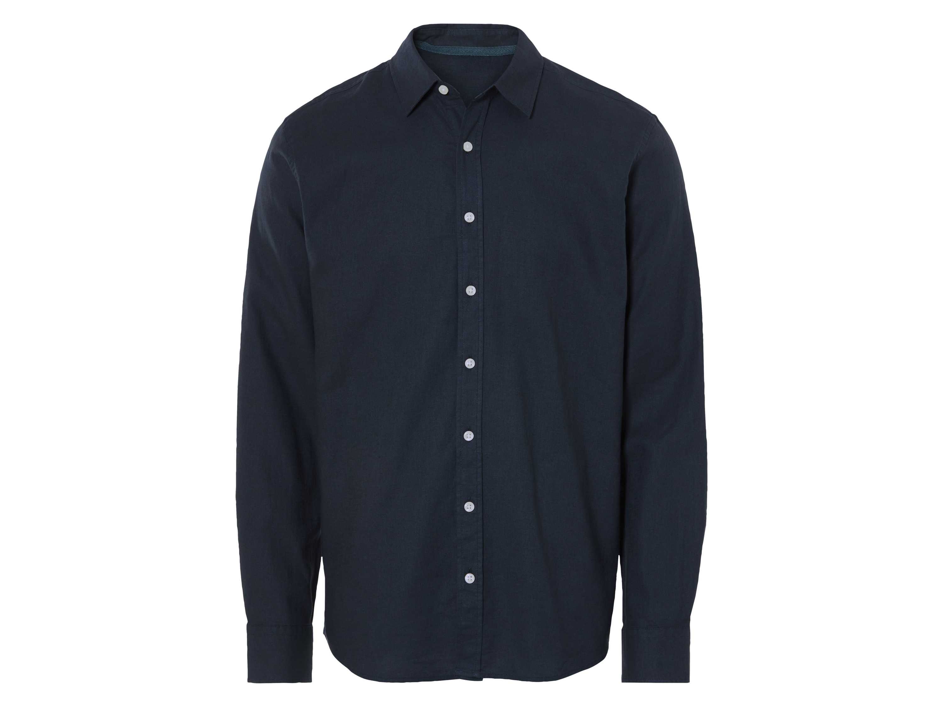 LIVERGY® Herren Freizeithemd Regular fit langarm (Navy, S (37/38))““ | navy, weiß Muster: – Detail: luftig-leichte Qualität durch Leinen und Baumwolle