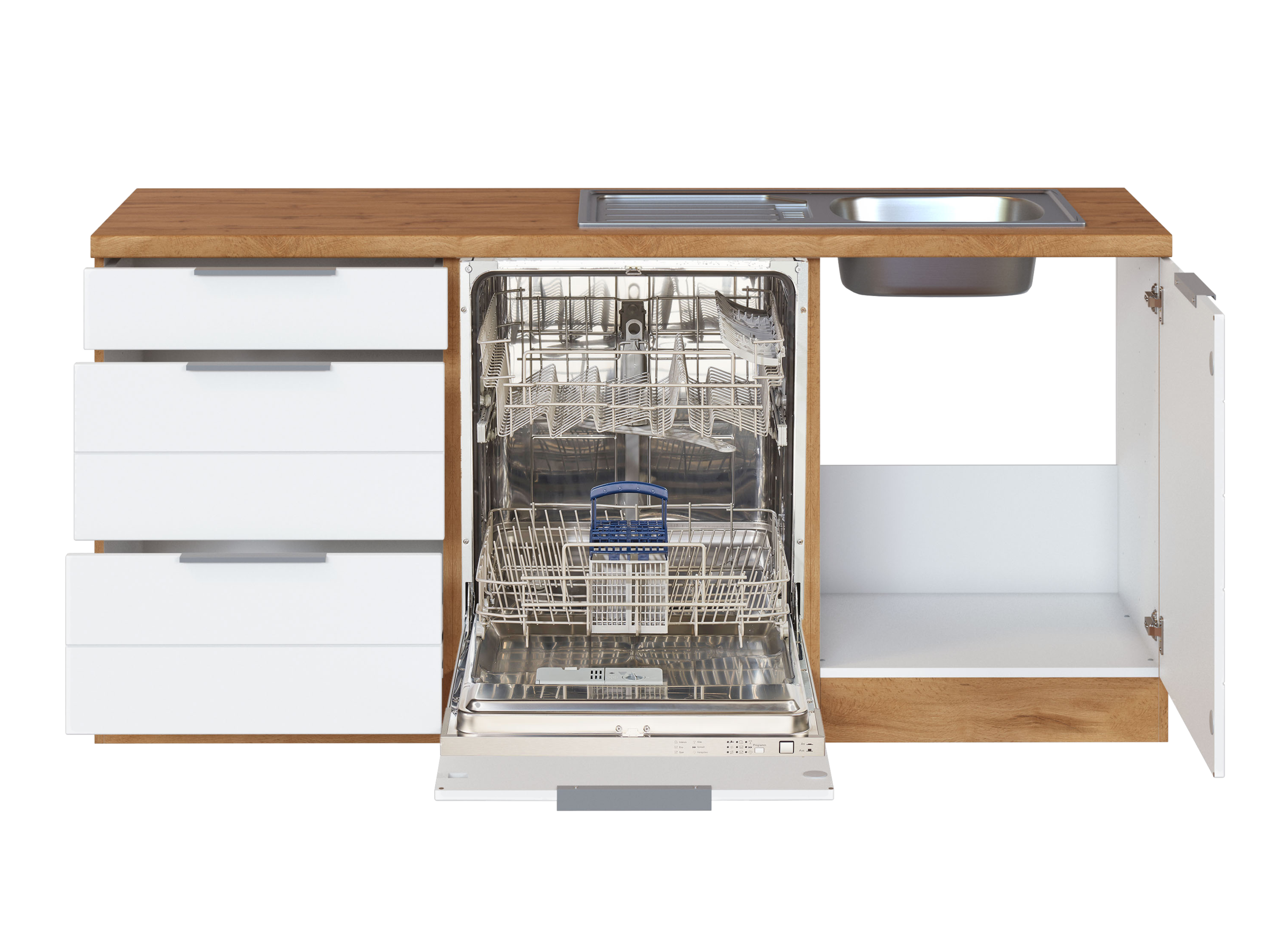 Thumbnail - HELD Küchenzeile »Bonn«, mit Elektrogeräten (240/180 cm, wotaneiche/ matt weiß)