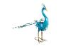 Dekorative blaue Pfau-Skulptur, solarbetrieben, Metall.