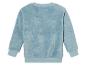 Ein hellblauer Fleece-Pullover mit langen Ärmeln.