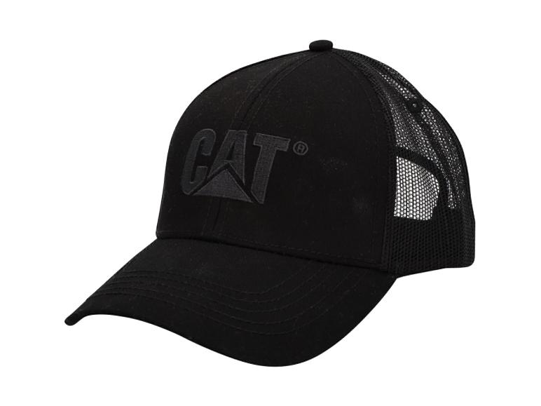 Schwarze Kappe mit Netz und gesticktem Logo vorne