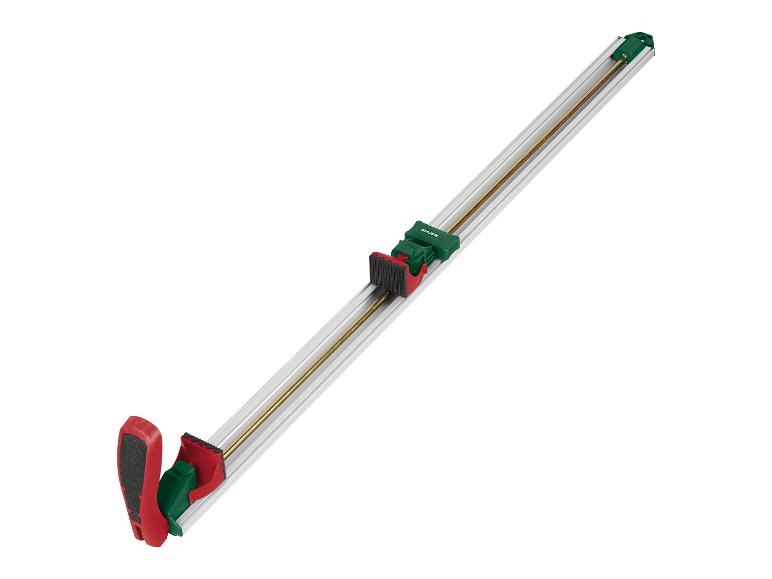 PARKSIDE Schraubzwinge in Rot, Grün und Silber, mit einer langen Metallstange.