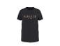 Schwarzes Herren-T-Shirt mit braunem Aufdruck „PARKSIDE EST. 1996“ auf der Vorderseite.