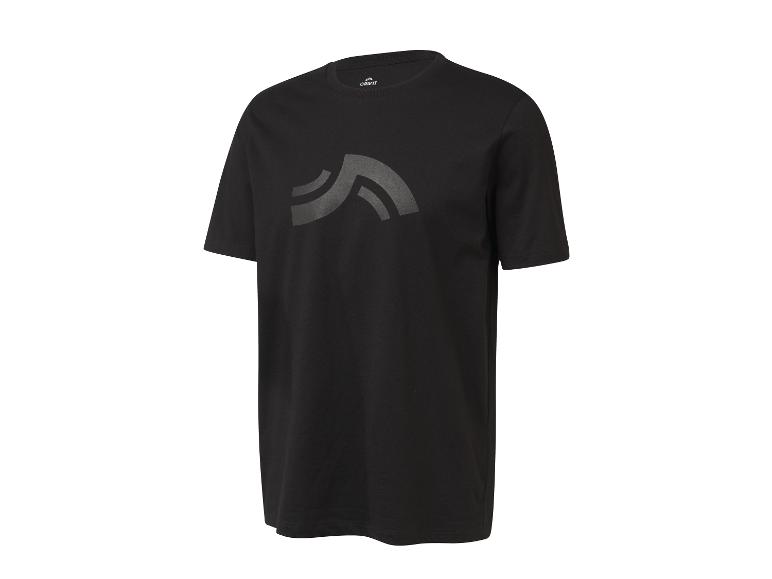 Ein schwarzes T-Shirt von Crivit mit einem abstrakten Logo.