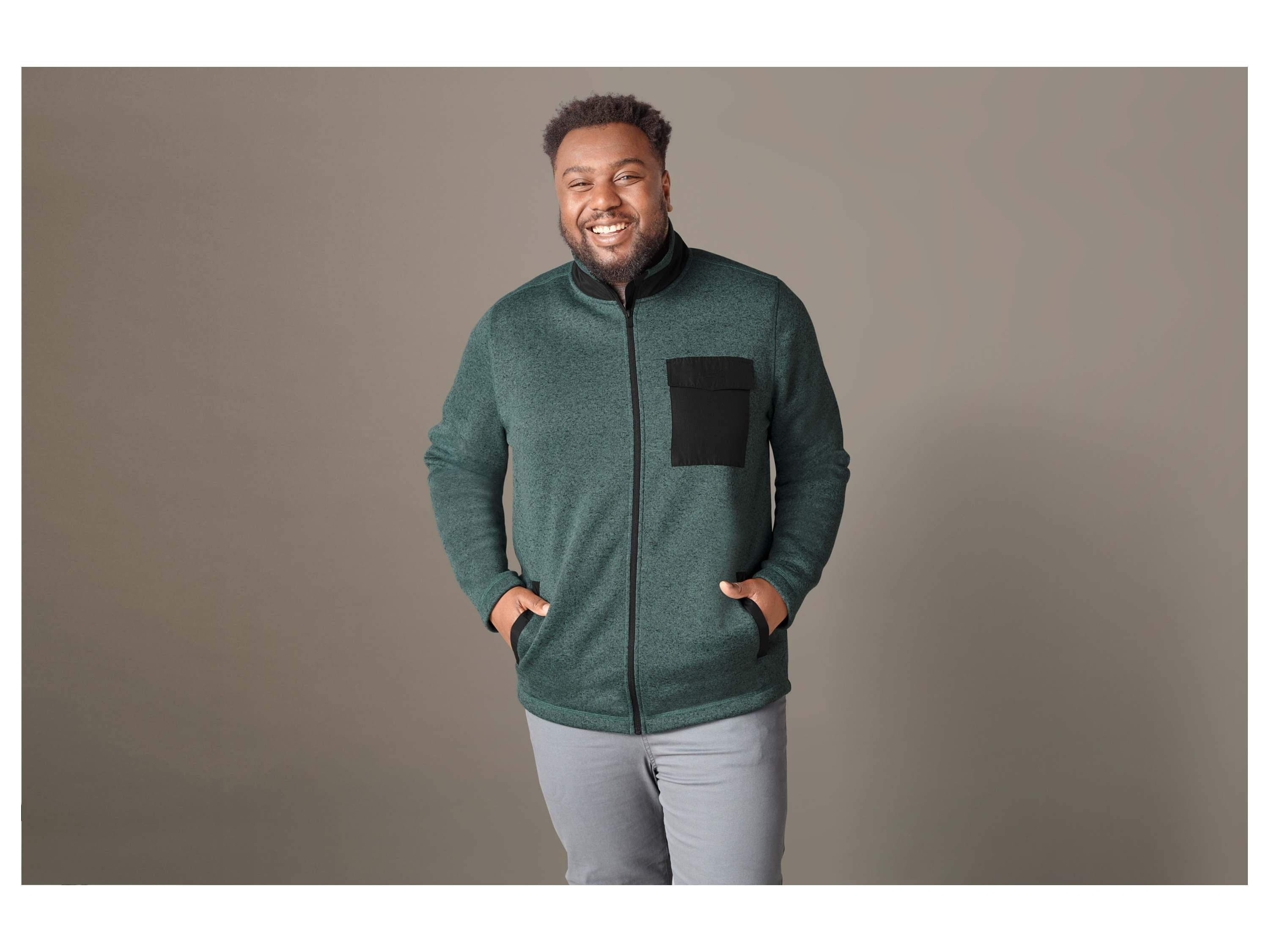 LIVERGY® Herren Jacke Strickfleece (Grün, XXL(60/62)) – Bild 2 von 3