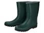 Ein Paar grüne Gummistiefel mit Kunstfell-Innenfutter.