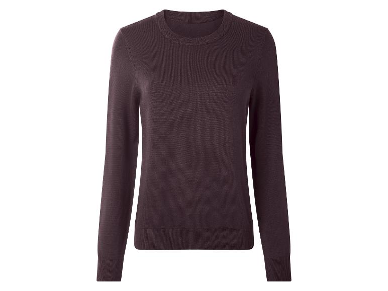 Dunkelbrauner Langarm-Pullover mit Rundhalsausschnitt für Damen