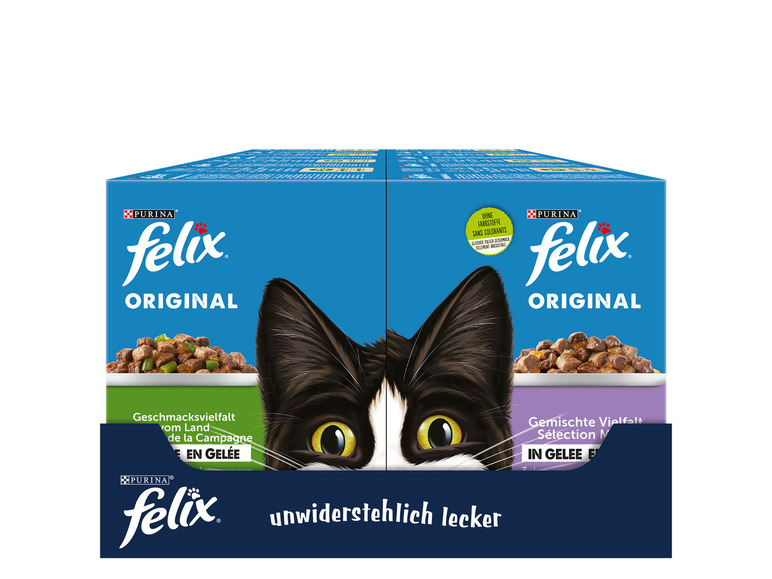 Gehe zu Vollbildansicht: FELIX Gemischte Vielfalt Katzennassfutter Portionsbeutel, 8 x 10 x 85g - Bild 1