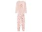 Rosa Kinderpyjama mit Einhorn-, Regenbogen- und Blumenmuster.