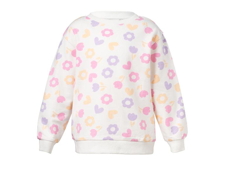 Weißes Sweatshirt mit pastellfarbenem Blumen- und Herzmuster