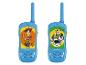 Zwei blaue Kinder-Walkie-Talkies mit Toy Story-Charakteren: Woody und Buzz Lightyear.