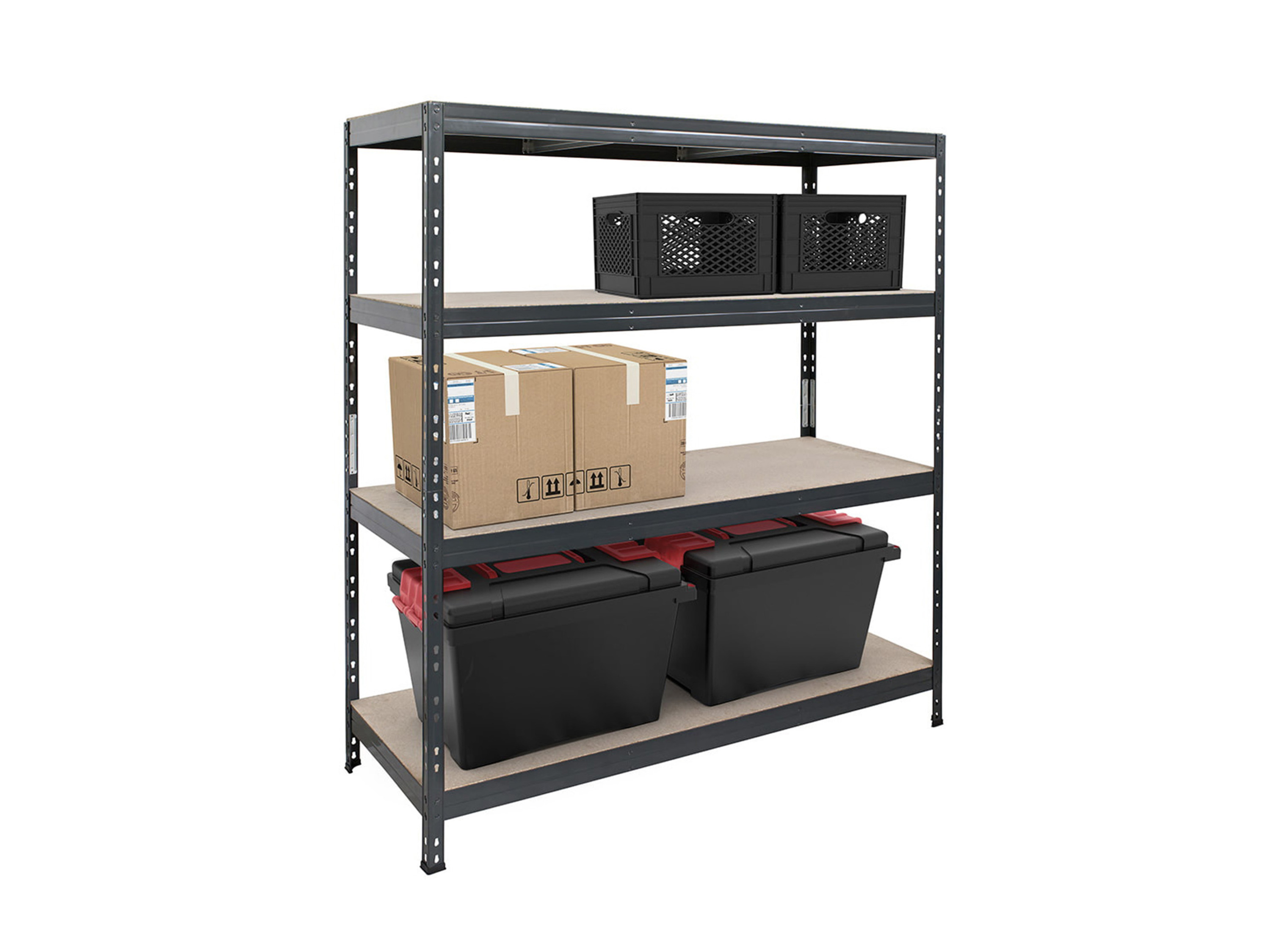 Thumbnail - AR SHELVING Schwerlastregal RIVET 4 Böden (180x150x60 cm, Anthrazitgrau)