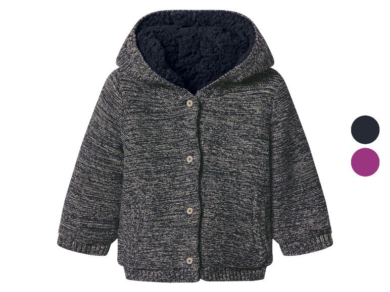 Melierte Strickjacke mit Kapuze, Knöpfen und weichem Futter