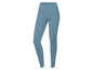 Blaue Leggings mit hohem Bund.