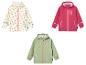Drei Regenjacken mit Schmetterlingsmotiv für Kinder
