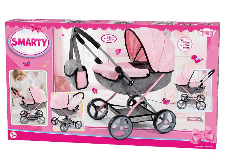 BAYER DESIGN Puppenwagen SMARTY in Pink und Grau mit passender Umhängetasche