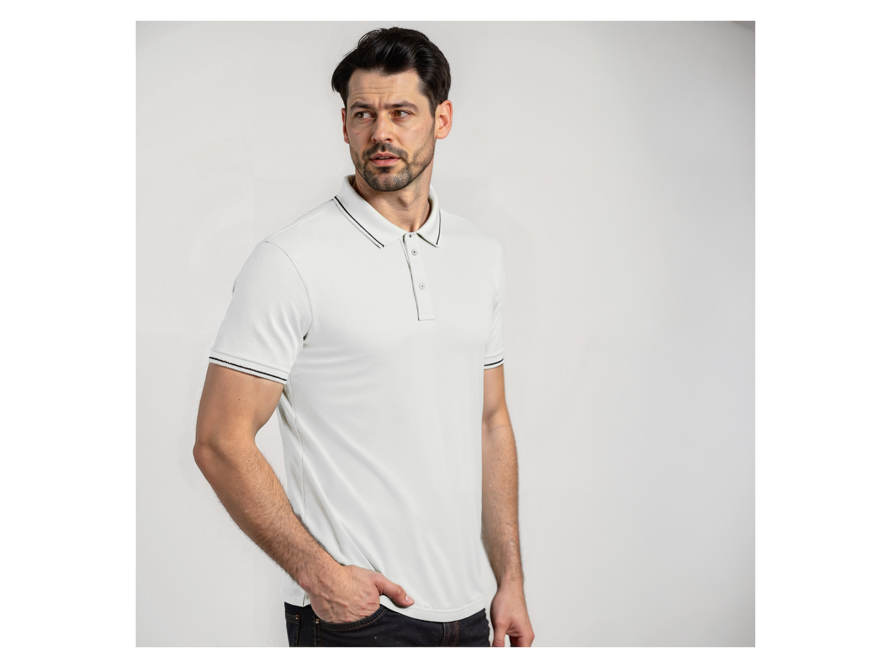 ESMARA MEN Herren Piqué Poloshirt (Weiß, L (52/54)) – Bild 2 von 4