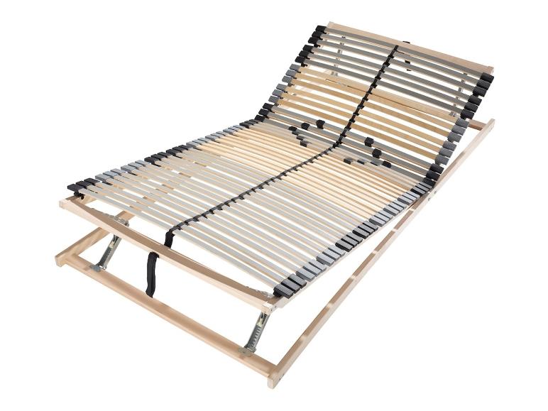 Verstellbarer Lattenrost mit Holzrahmen und schwarzen Lamellen