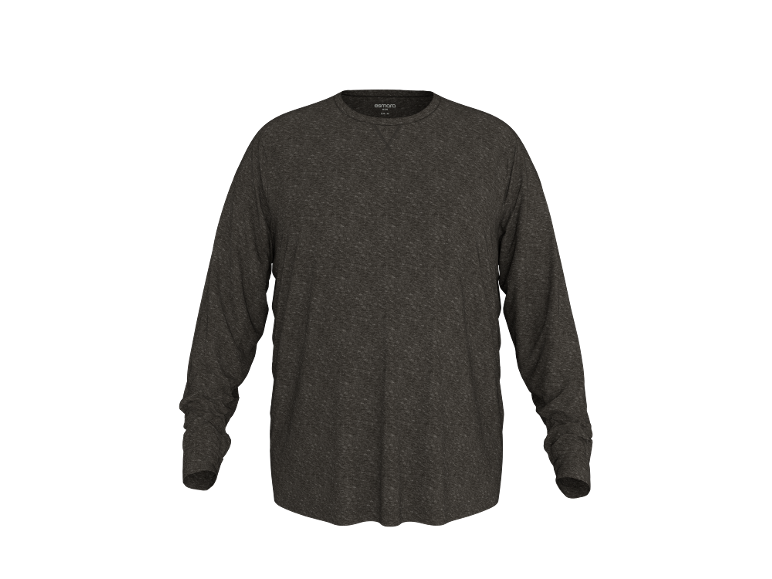 Dunkelgraues Herren-Langarmshirt mit Rundhalsausschnitt.