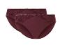 Zwei Paar dunkelrote Unterhosen mit Spitze.