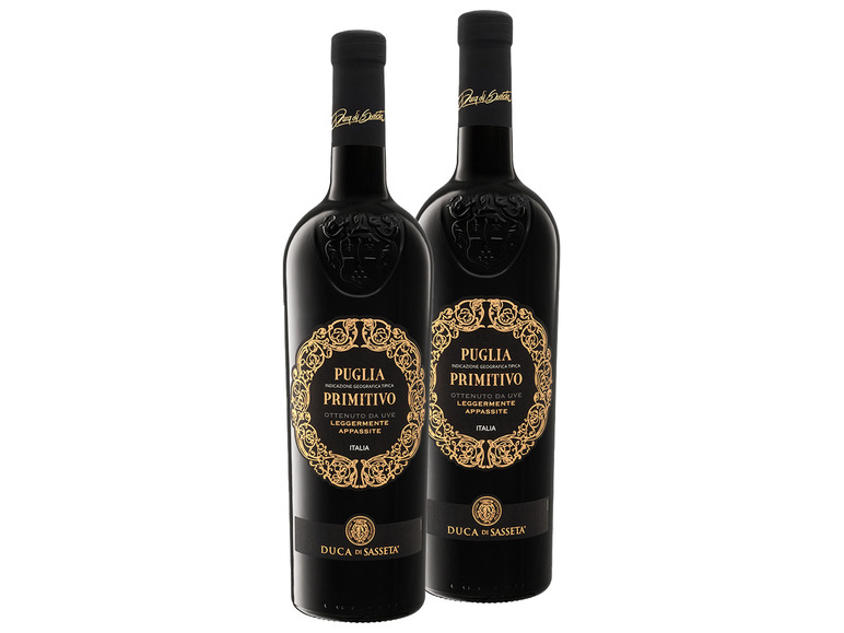 Gehe zu Vollbildansicht: 2er Weinpaket Duca di Sasseta Primitivo Puglia IGT halbtrocken, Rotwein - Bild 1