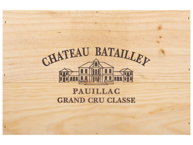 x Pauillac Classé Original-Holzkiste trocken, Batailley Cru AOP Grand 0,75-l-Flasche 6 Rotwein 2019 5éme - Château