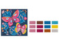 Ein Mosaik-Set mit Schmetterlingen und Blumen, inklusive verschiedenen Glitterfarben.